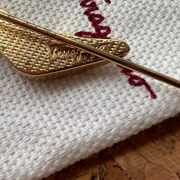Ferragamo Men 2 Gancini Gold Tone Crystal Lapel Scarf Tie Stick Pin NWOT - Picture 7 of 9